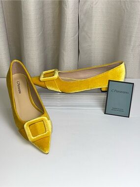 C. PARAVANO Aida Velvet Buckle Flats